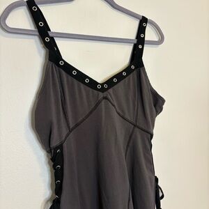 SOCIAL COLLISION hot topic goth tie side grommet strap gray dress women's Large